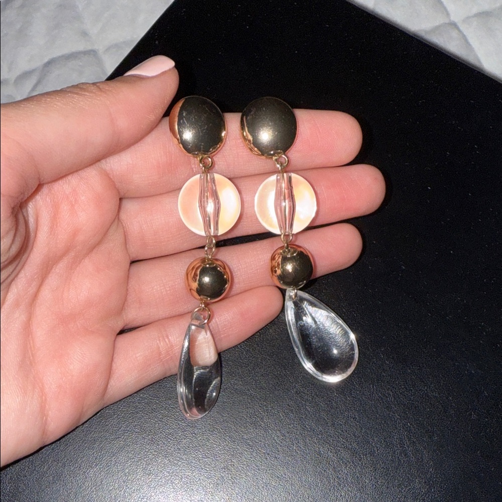 Nordstrom Gold and Clear Statement Earrings